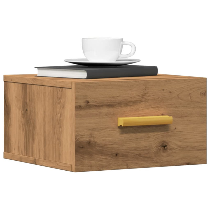 Santucci 35cm W Manufactured Wood Bedside Table, Set of 2, Artisan Oak