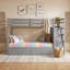 Lit superposé simple au-dessus de simple en bois avec tiroirs de rangement et escalier-301995718