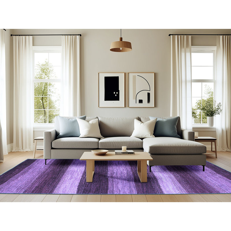 Tapis rayé bleu Krishona, Rectangle 6 pi x 9 pi