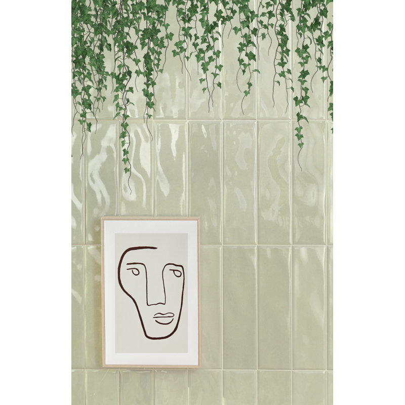 Sail 3" X 10" Ceramic Wall Tile, Matcha