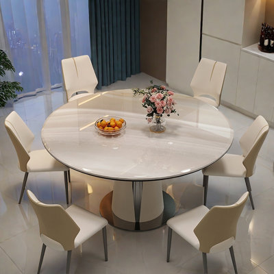 Modern Simple Microlite Round Dining Table Set by ALLNICEDT