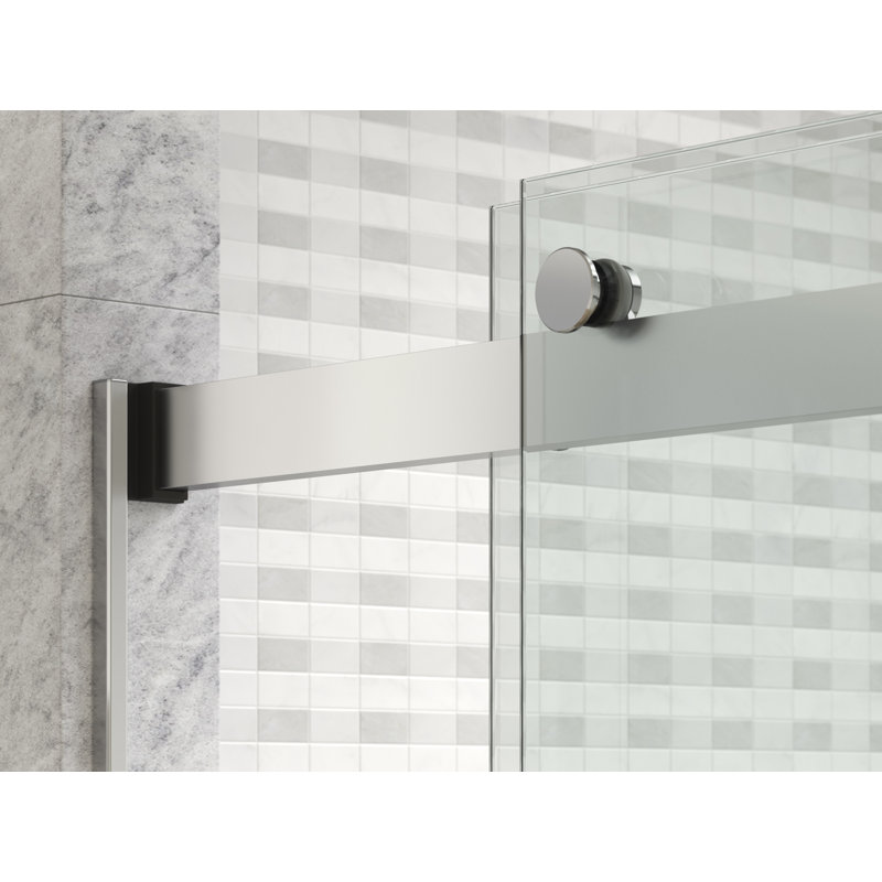 Levity Plus Less Sliding Shower Door, 77-9/16 In. H X 44-5/8 - 47-5/8 In. W, With 5/16 In.-Thick Crystal Clear Glass, Silver