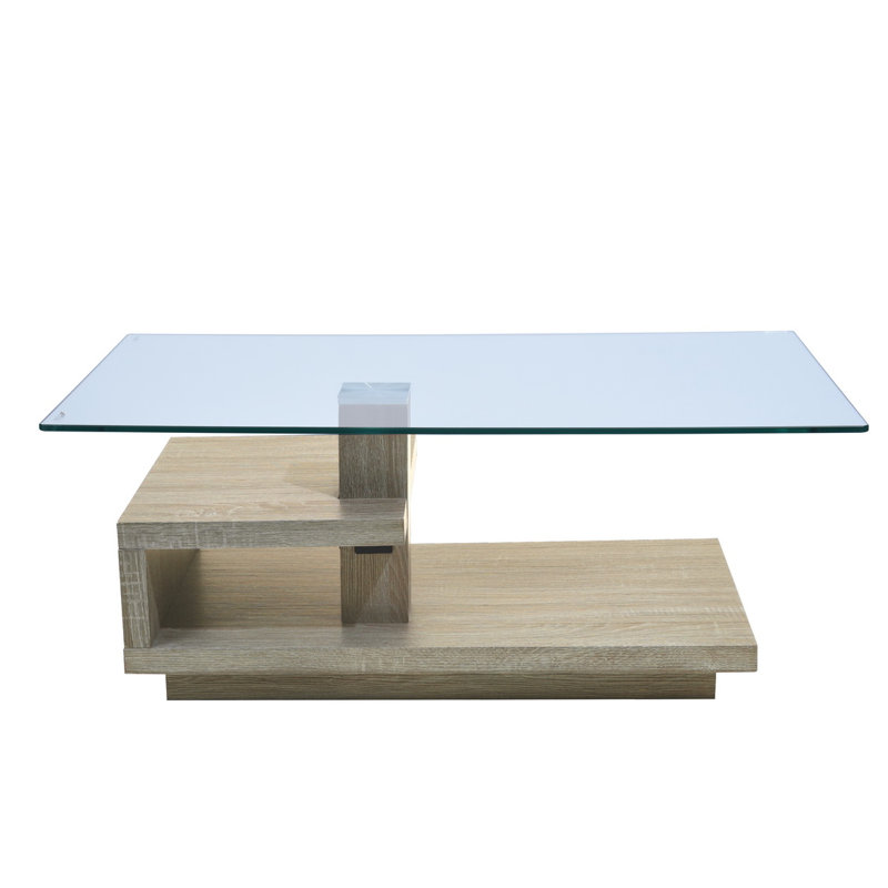 Jamilee Abstract Coffee Table with Storage, Oak