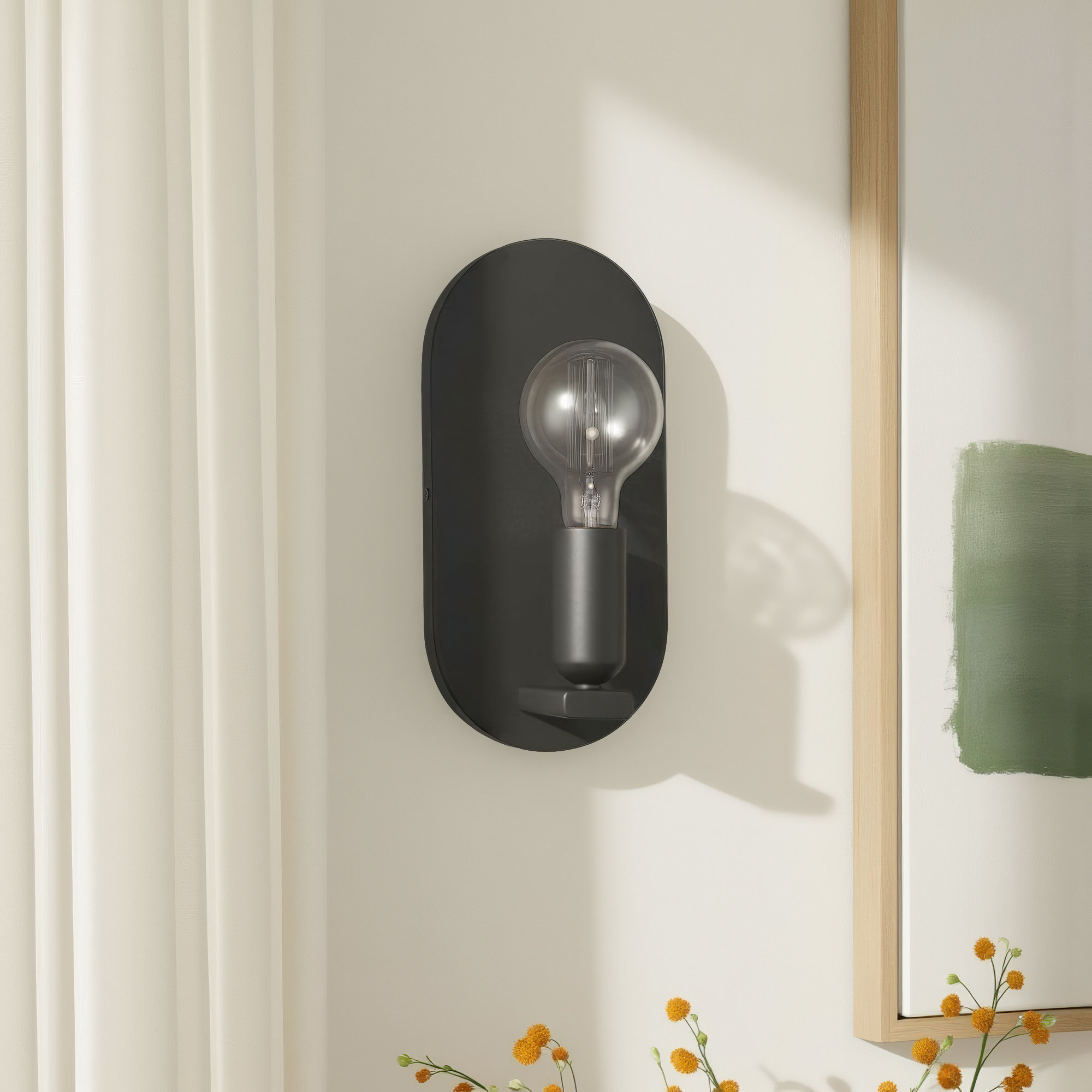 Cassi 1 - Light Dimmable Armed Sconce, Matte Black