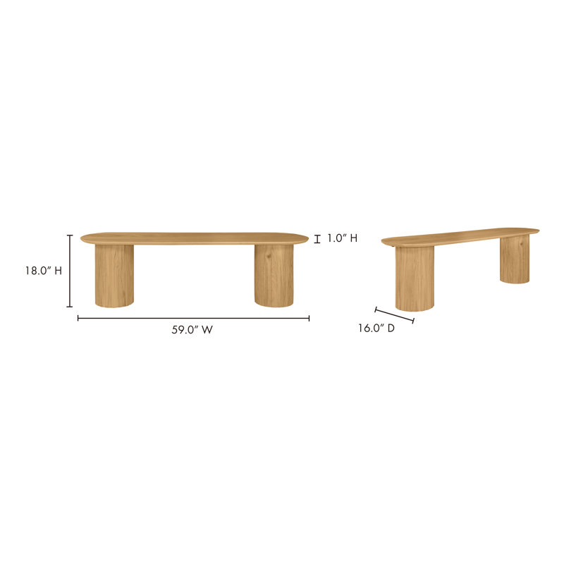 Povera Solid Wood Bench, Natural