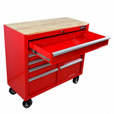 Chariot à outils 9 tiroirs avec roulettes et plateau en bois 9 tiroirs