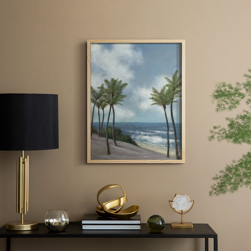 Coastal Palm Tree I, reproduction encadrée - bois massif, Naturel, H 21 po x l 17 po