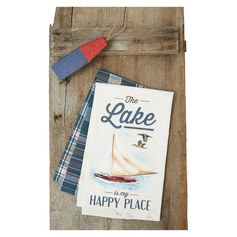 Lakeside Is My Happy Place Dishtowel Set of 2