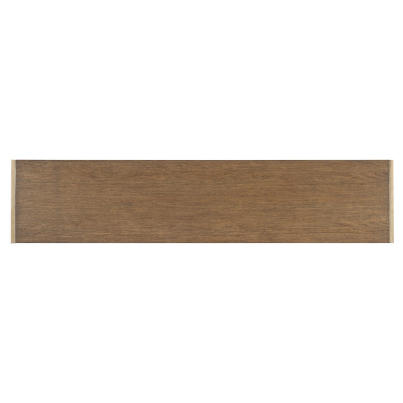 Medium Oak and Metal Console Table with Marble Top