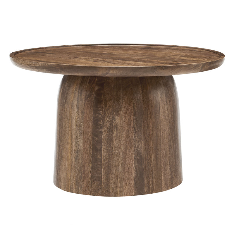 Holloway 30" Round Wood Coffee Table, Walnut