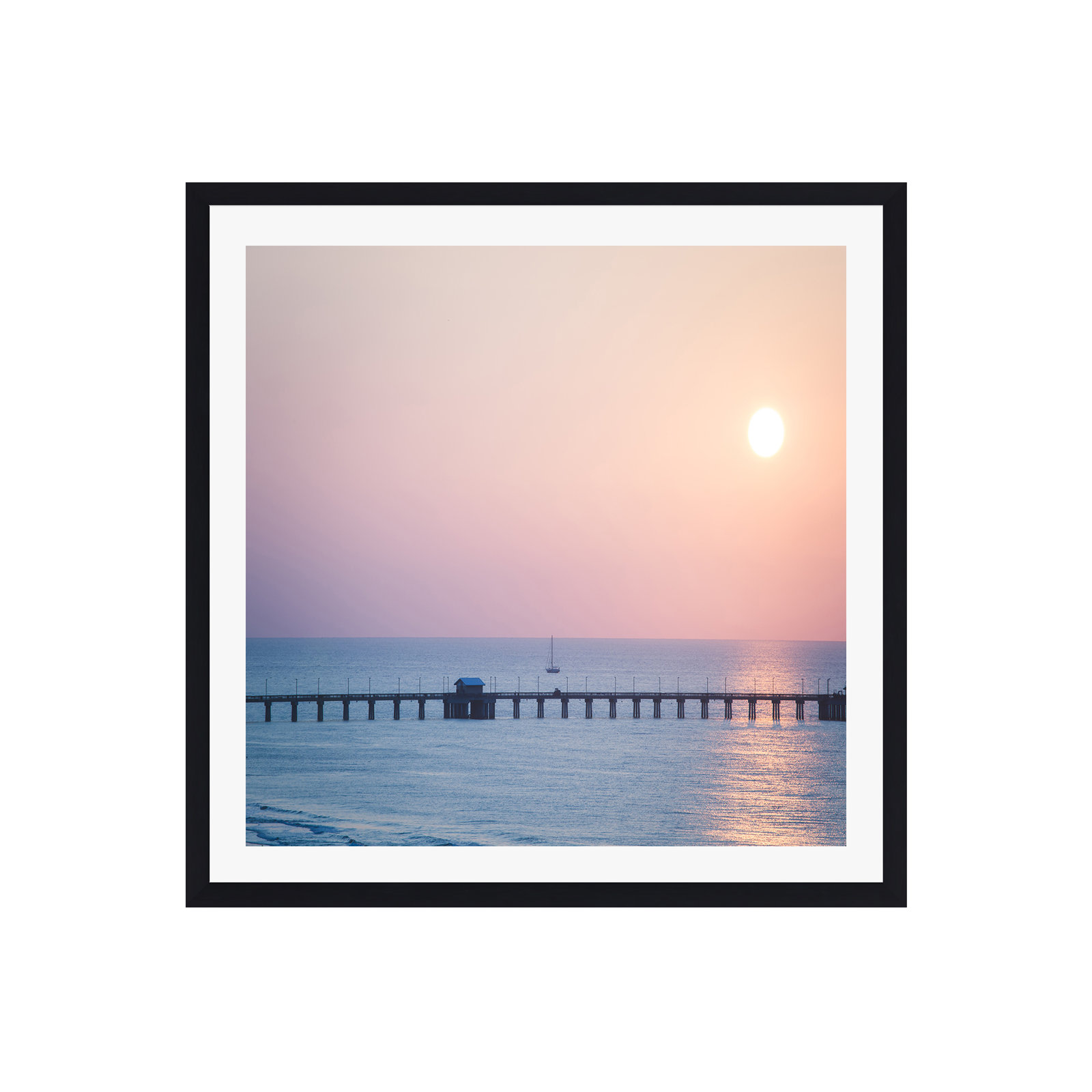 Morning Sail by Ann Hudec, Black Floater Framed, No, 12" H x 12" W x 0.75" D