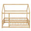 Lit de plancher en forme de maison avec structure de toit et garde-corps de sécurité