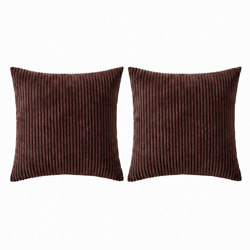 Housse de coussin simple à rayures, Brown Coffee