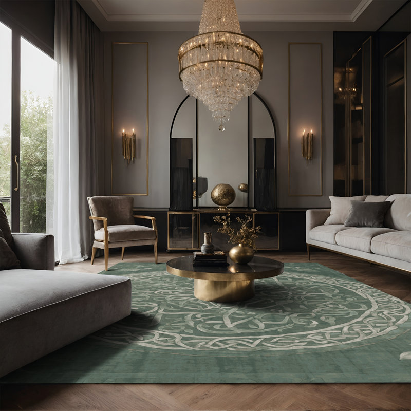 Tapis gris soyeux et moelleux, Rectangle 7 pi x 9 pi