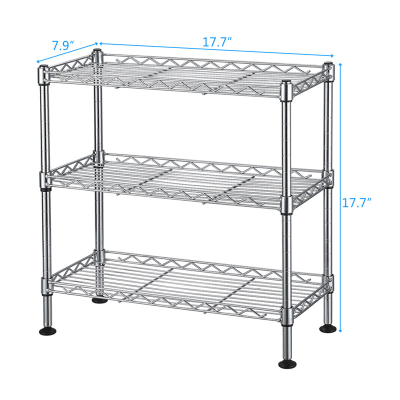 Étagère en fil d'acier à 3 niveaux, H 17,72 po x l 17,72 po x P 7,87 po