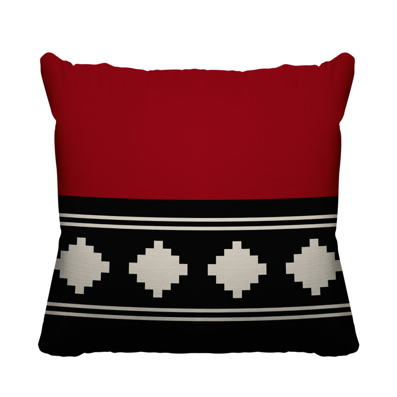 Coussin intérieur / extérieur Ector Southwestern, L 15 po x H 15 po, Rouge