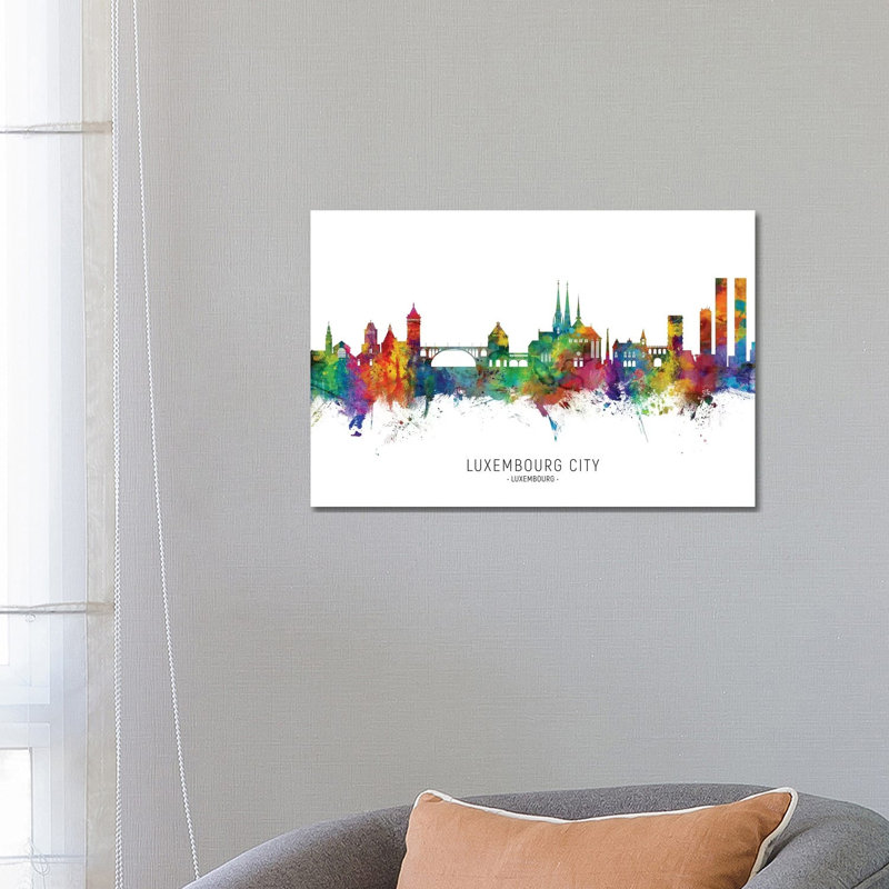 Luxembourg City Skyline by Michael Tompsett - Wrapped Canvas Painting, 66.04 cm H x 45.72 cm W x 1.91 cm D
