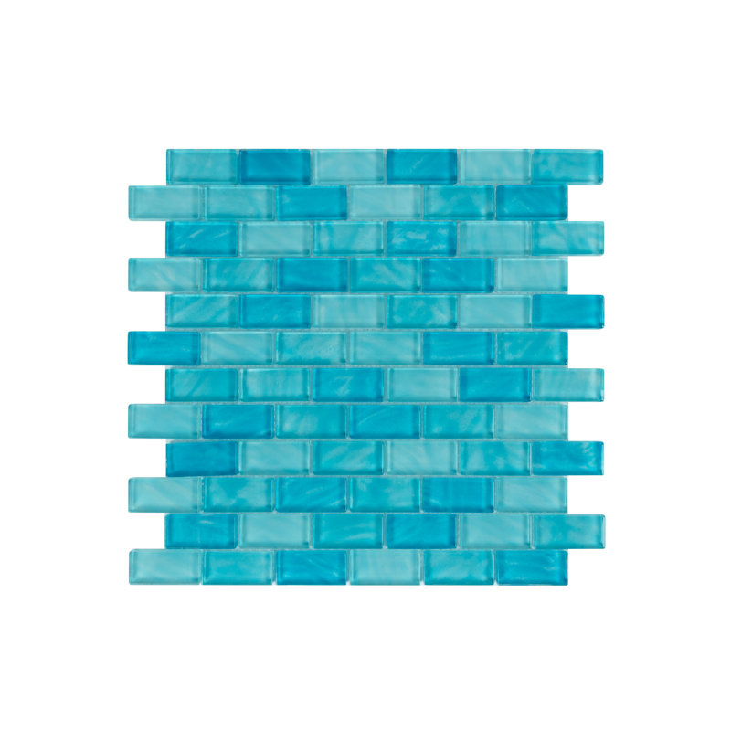 Impressions 1" x 2" Straight Edge Glass Mosaic Tile, Caribbean Dawn