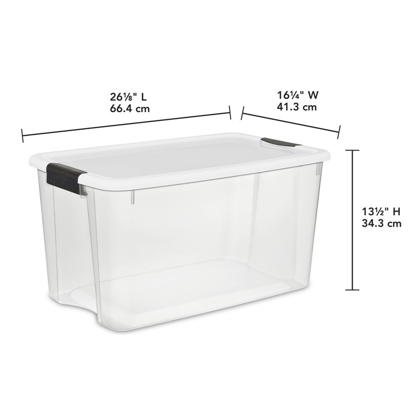 Sterilite Clear Plastic Stackable Storage Bin with White Latch Lid