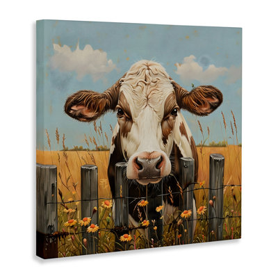 Cow & Daisies Fence Canvas, design by LSR Creative Studio