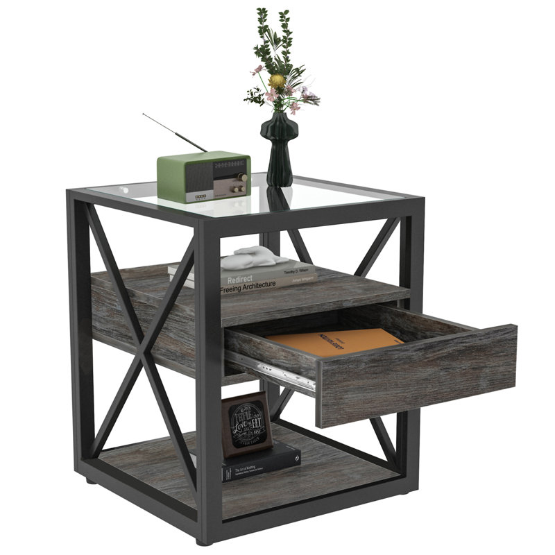 1 Piece Modern End Table Nightstand For Bedroom & Living Room, 1, Gray