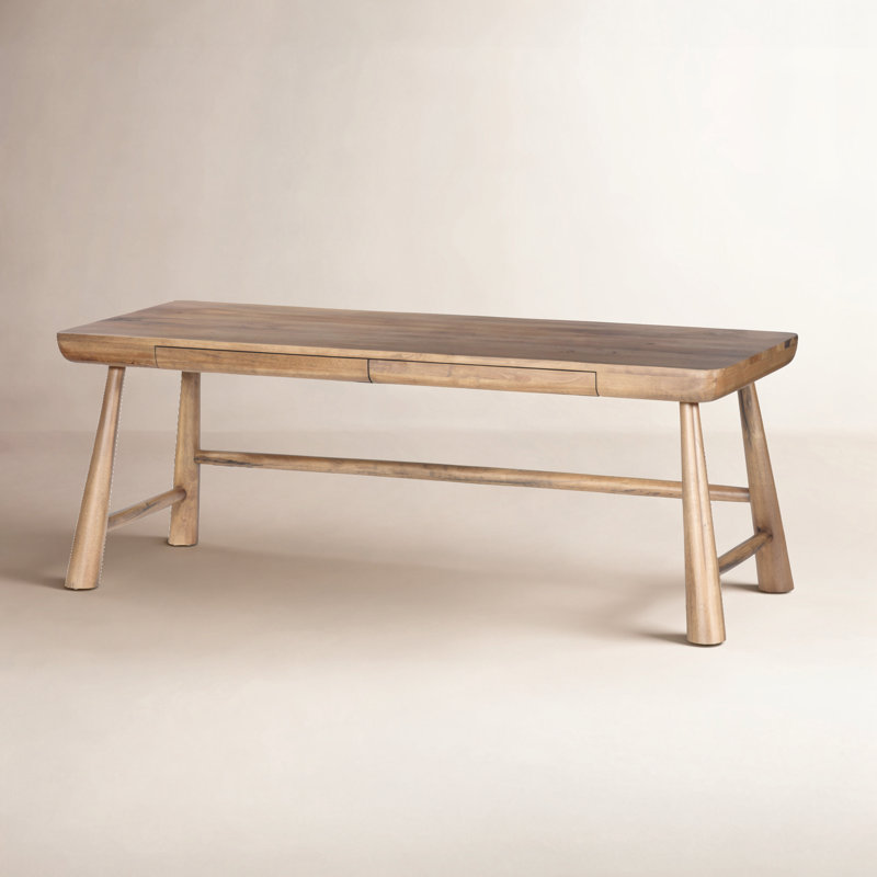 LORIK Solid Wood Writing Desk, Light Brown