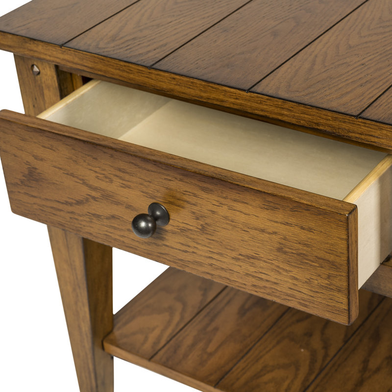 Laron End Table w/ 1 Drawer & Tapered Legs, Oak