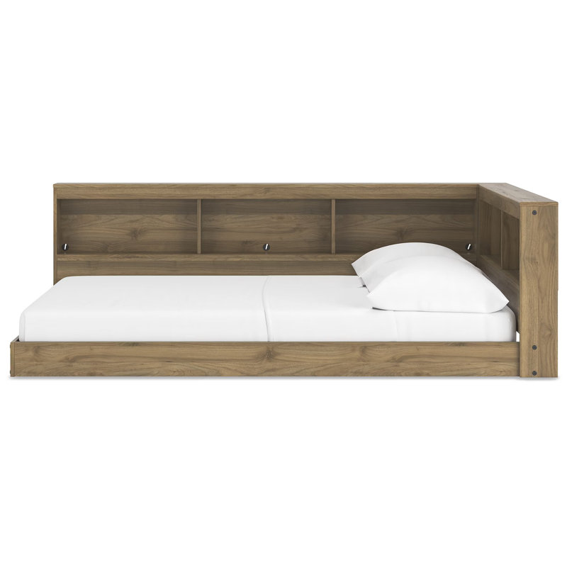 Lit en peluche avec bibliothèque, Double, Brun