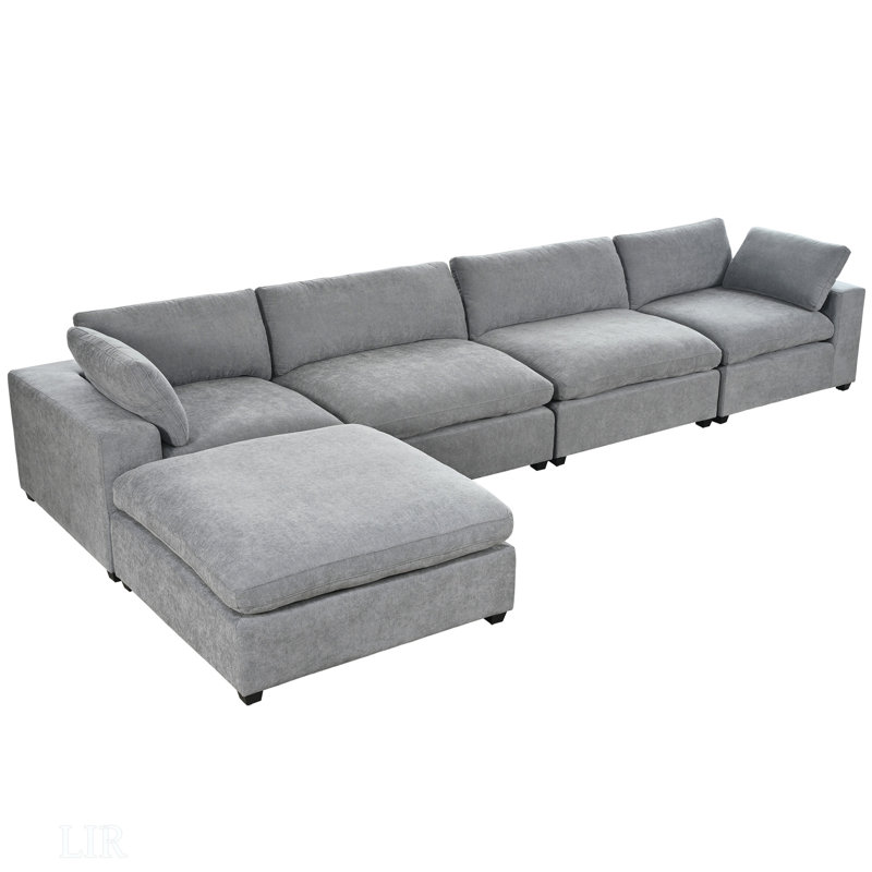 U-Style Upholstered Oversize Modular Sofa With Removable Ottoman,Sectional Sofa