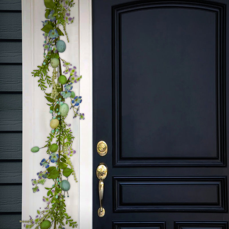 60" Flowering Blue Eggs Easter Garland