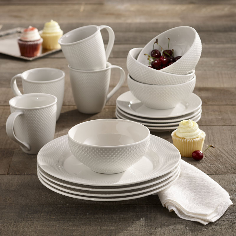 Chloe 16 Piece Porcelain China Dinnerware Set - Service for 4