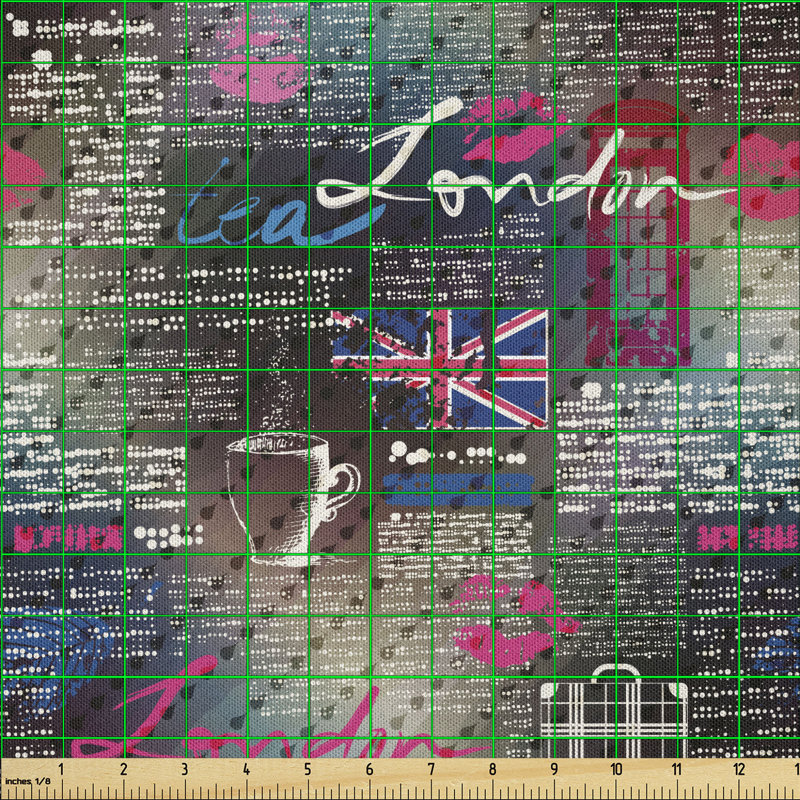 Davidas London Newspaper Collage Lipstick Kiss Marks Coffee Flag Telephone Booth Multi-Purpose Fabric