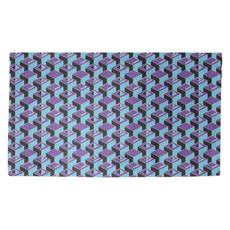 Gratte-ciels mauves/bleu/noir Tapis décoratif, Rectangle 2 pi x 3 pi