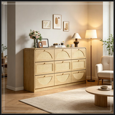 Commode d'appoint en bois avec 9 tiroirs
