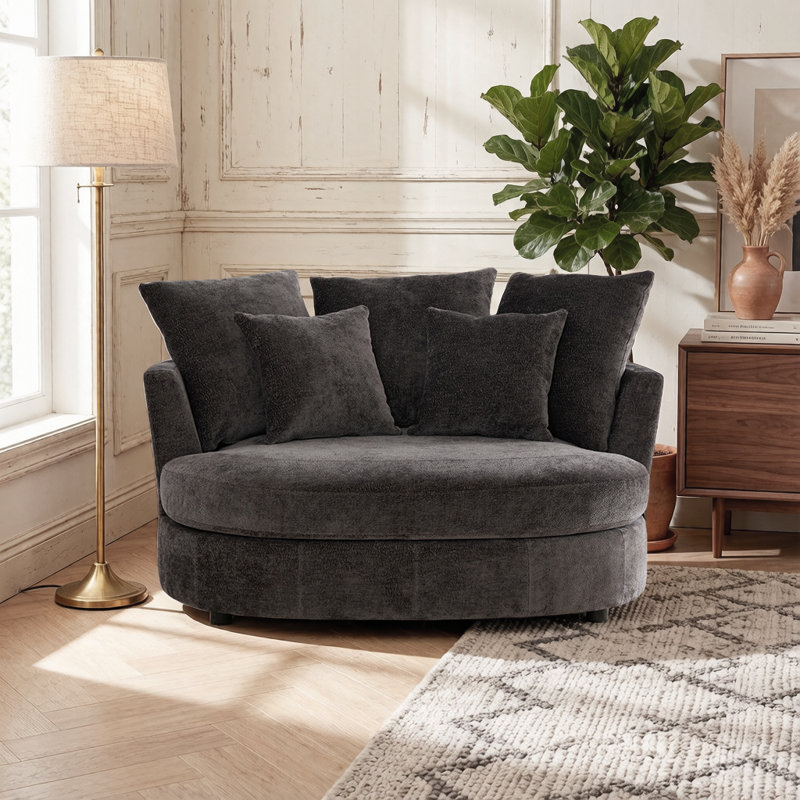 Fauteuil demi-tonneau avec coussin 54,5 po, Gris anthracite