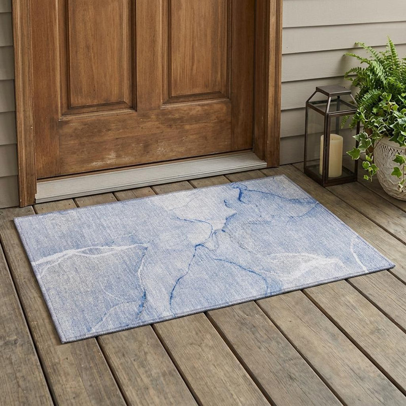 Tapis extérieur lavable antidérapant bleu 2 pi x 3 pi