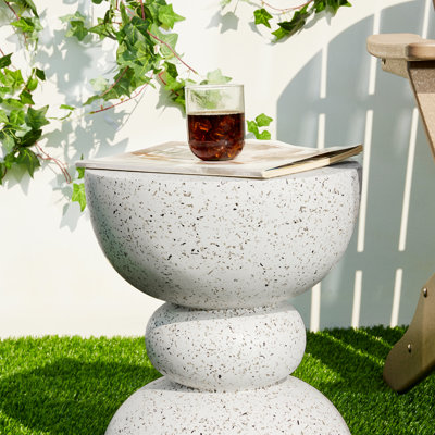 Rolston 17.25"H MGO Faux Terrazzo Garden Stool or Plant Stand