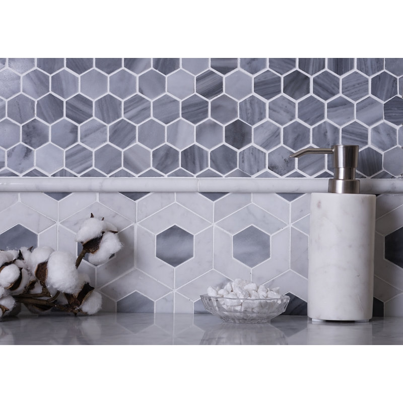 12" x 11.3" Marble Honeycomb Mosaic Wall & Floor Tile