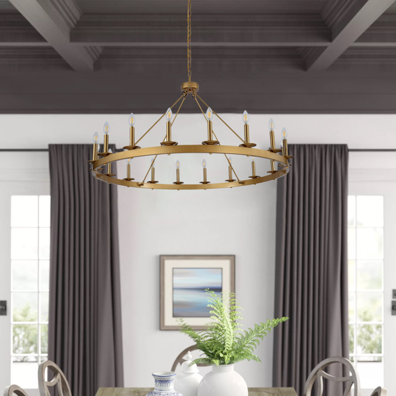 Armistead 18 - Light Wagon Wheel Chandelier, Gold