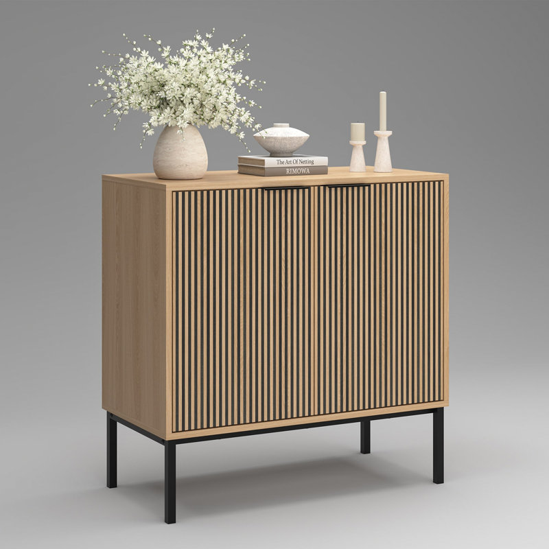 Buffet de 31,5 po de largeur avec portes et tablettes réglables, crédence moderne pour salle à manger, vestibule
