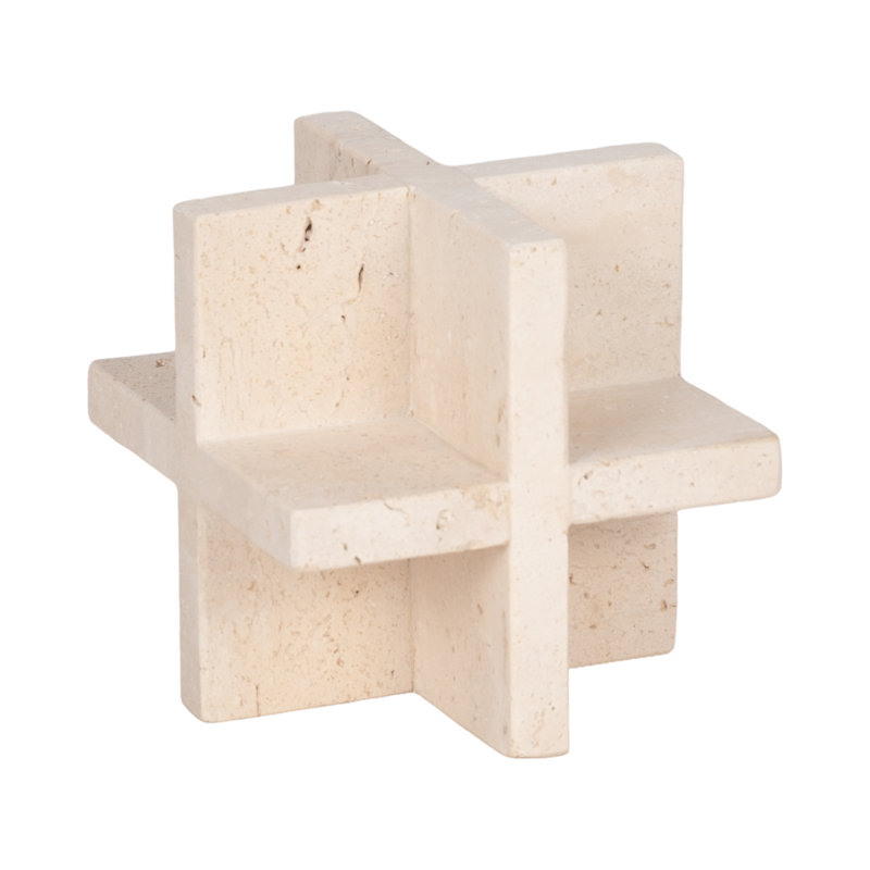 Joss & Main 5-Inch Travertine Geometric Object In Tan