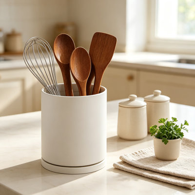 Porte-ustensiles rotatifs avec base pivotante, organisateur de comptoir de cuisine durable et léger pour les outils de cuisine, rangement multifonctionnel pour le bureau, la salle de bain et la maison, design moderne et élégant