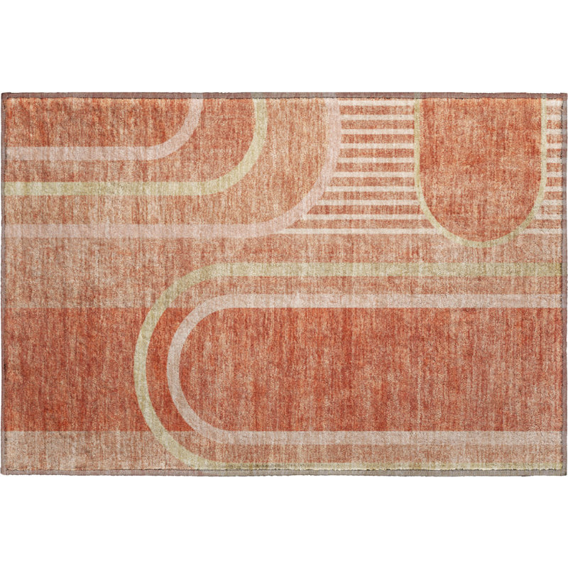 Premium Machine Washable Cerrito AMF532 Salmon Rug, Rectangle 1'8" x 2'6"