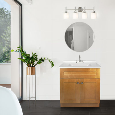 Brookings 31 Inch Bathroom Vanity with Cultured Marble Top - Assembled, Sherwin Williams White – Design House, 214593