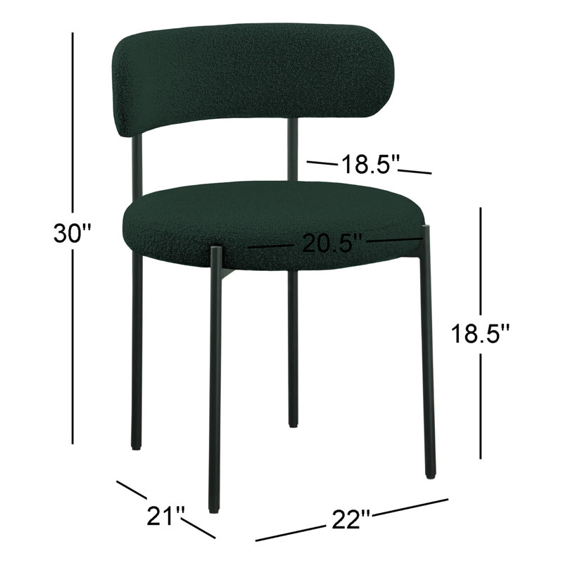 Chaise d'appoint Sherwood, Boucle verte, Noir mat