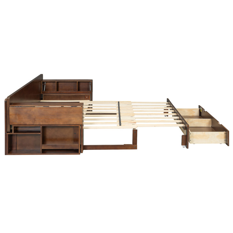 Lit de jour avec bureau amovible, Espresso, Grand lit