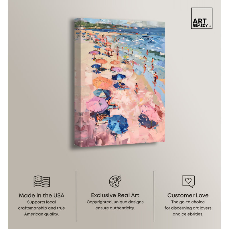 Colorful Coastal Beach Scene Canvas Wall Art, 20" x 30"