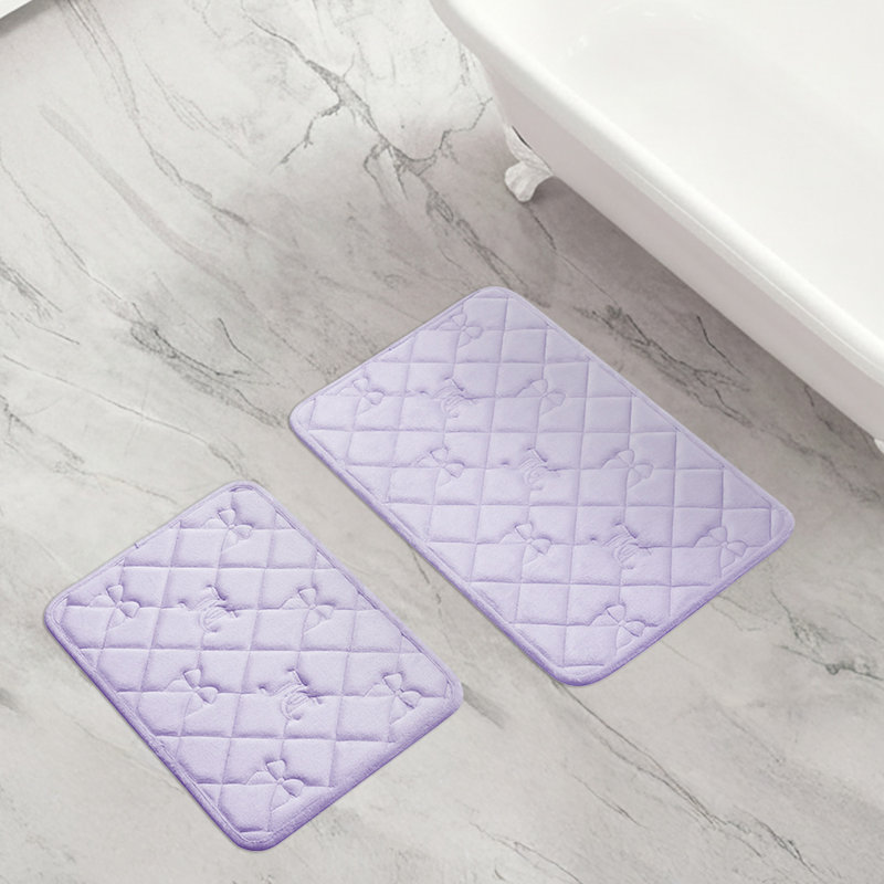Juicy Couture Bow Lattice Memory Foam Bath Mat Set, Bow Lattice Orchid Hush Purple