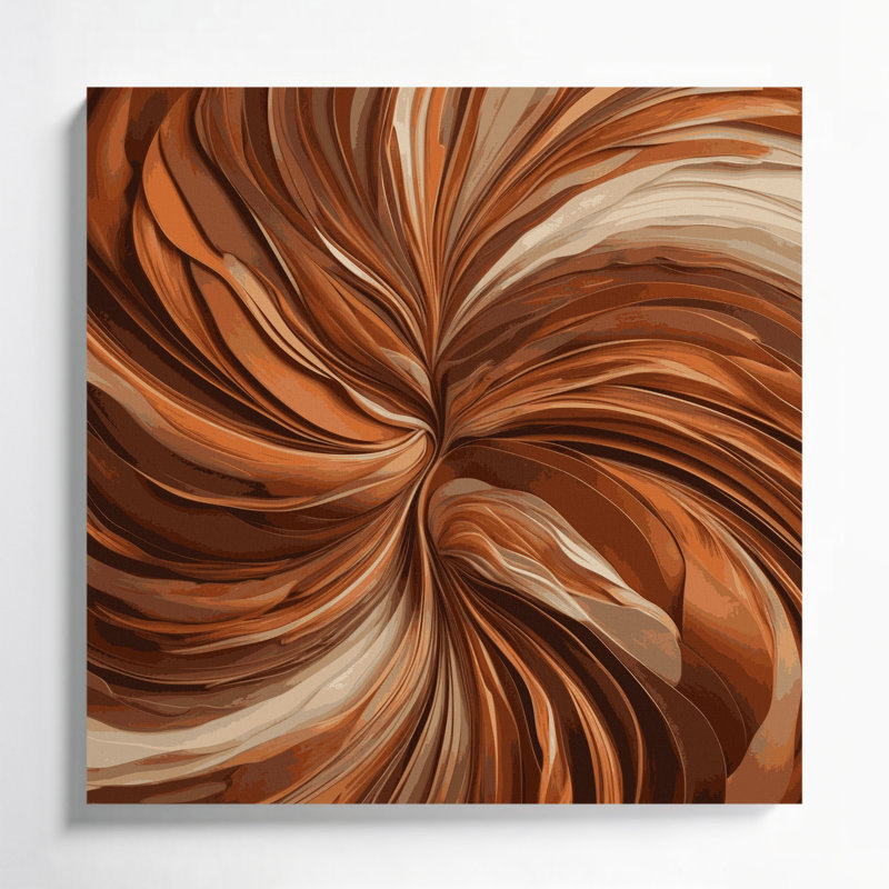 Paysage abstrait, art mural sur toile brune 20, H 8 po x l 8 po