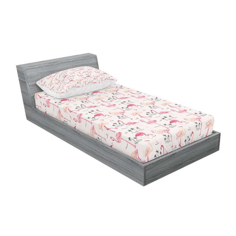 Microfiber Sheet Set, Twin Sheet Set with 1 Pillowcase, Red/Blue/White Floral 2